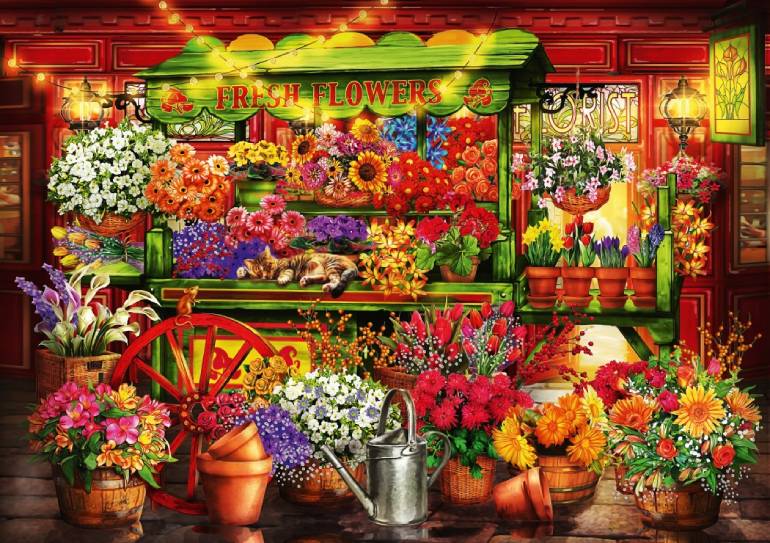 Flower Market Stall - Bluebird Puzzle 70333-P - 1000 pz.