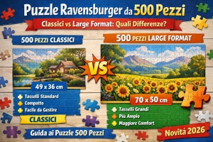 Puzzle Ravensburger da 500 pezzi: differenze di dimensione tra i classici e i Large Format